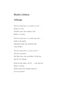 Hulda Lütken - Afmagt